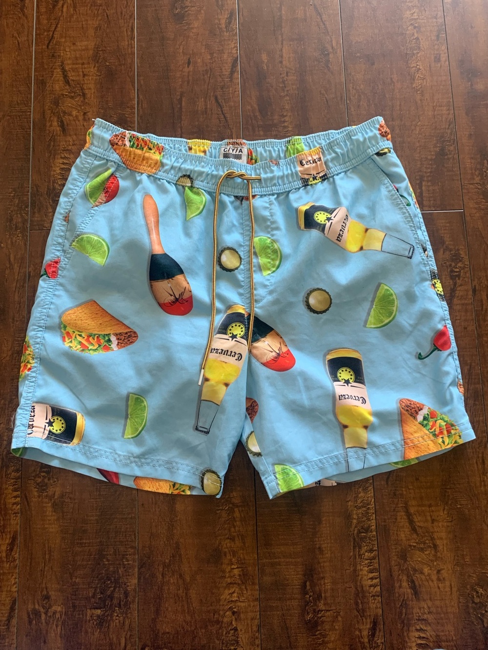 Large C/Y/A (Cover Your Assets) brand men's swim trunks